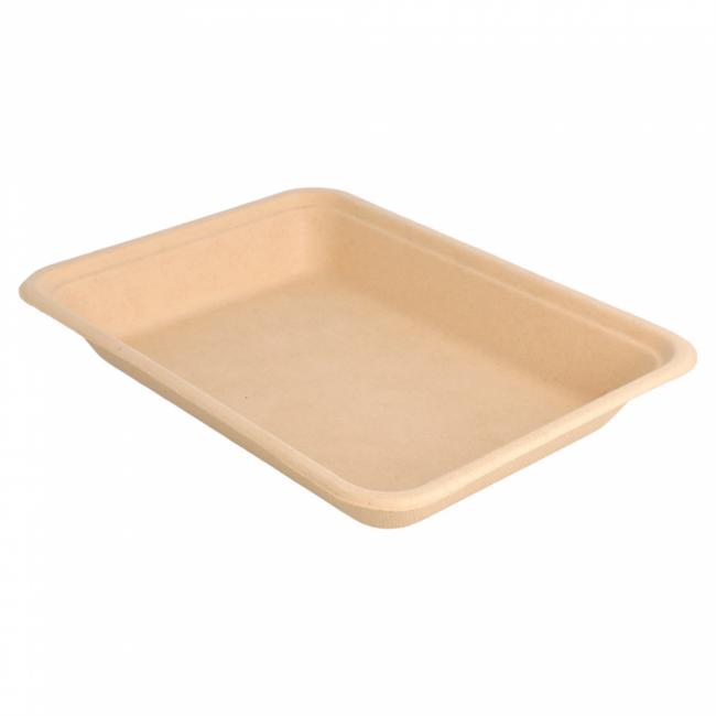 Barquette jetable bionic en cellulose couleur naturel 19.6x14.7x2.7 cm - Lot de 50 - Vaiselle jetable