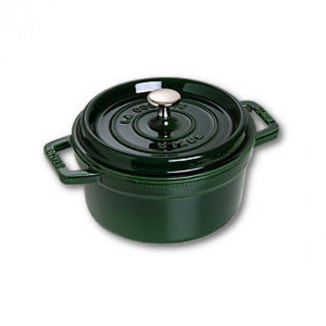 Cocotte ronde 10 cm en fonte émaillée vert basilic - Vitamines - Staub