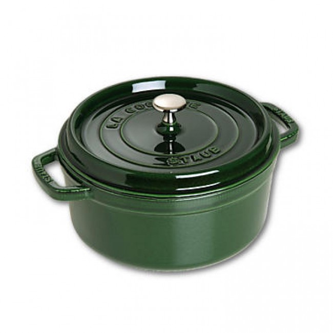 Cocotte ronde 28 cm en fonte émaillée vert basilic - Vitamines - Staub