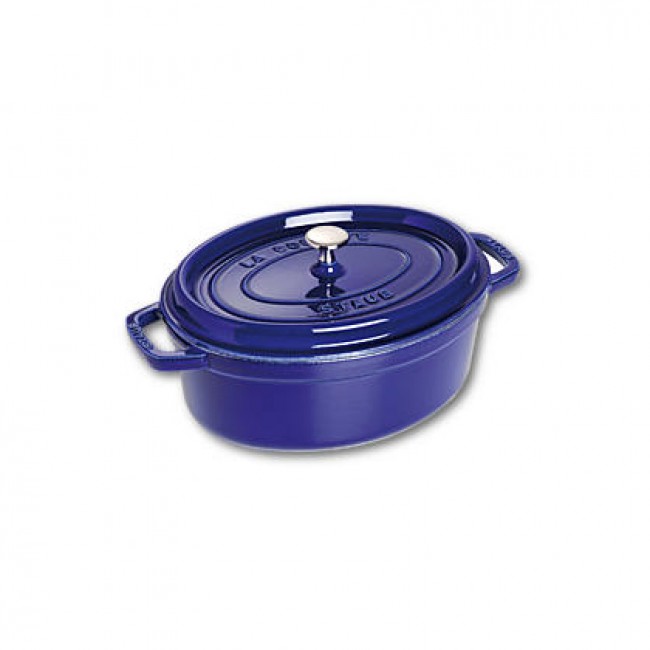 Cocotte en fonte ovale 29 cm bleu intense