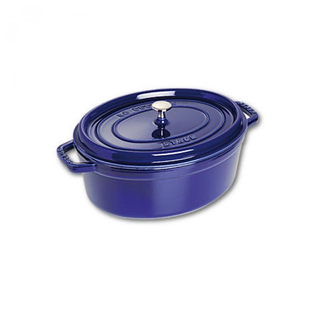Cocotte ovale 31 cm en fonte émaillée bleu intense - Fondamentales - Staub