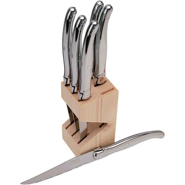 Ménagère 24 pièces noire en inox - Range couverts en bois - Laguiole - Jean Dubost