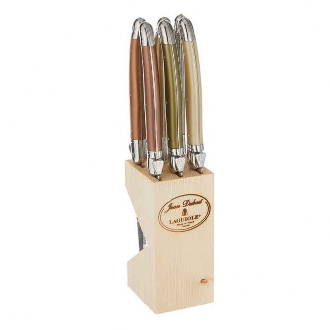 Ménagère 24 pièces noire en inox - Range couverts en bois - Laguiole - Jean Dubost