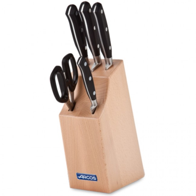 Bloc de 4 couteaux et 1 paire de ciseaux de cuisine - coffret cadeau - Riviera - Arcos