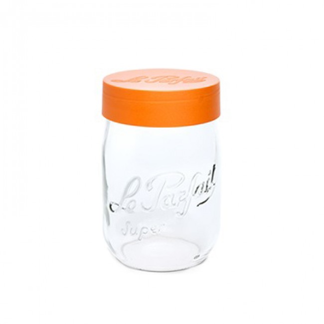 Bocal en verre 1L avec couvercle a vis orange 100mm - famila wiss - le parfait