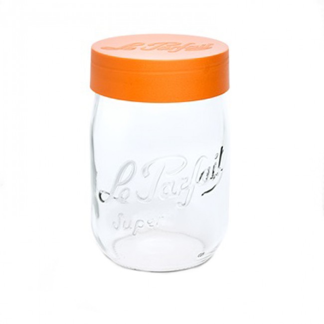 Bocal en verre 2L avec couvercle a vis orange 100mm - famila wiss - le parfait