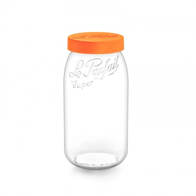 Bocal en verre 3L avec couvercle a vis orange 110mm - famila wiss - le parfait