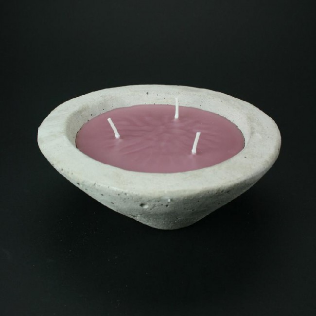 Coupelle bougie violette 3 mèches à la figue 18cm