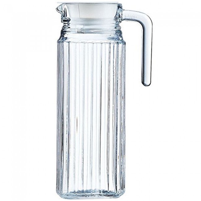 Carafe / broc en verre 1L avec bouchon blanc - Quadro - Luminarc