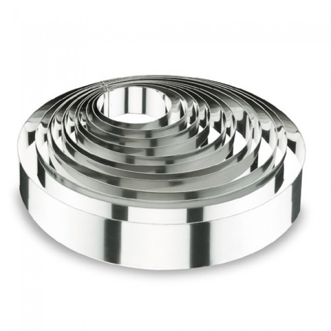 Cercle à mousse en inox 18/10 - hauteur 4cm - diamètre 14cm