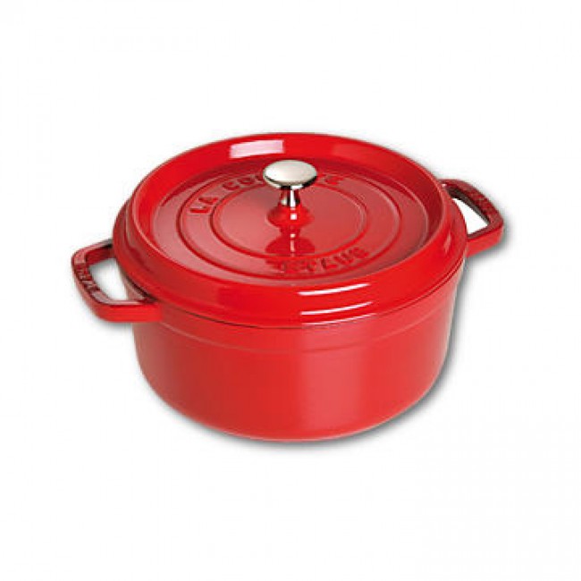 Cocotte ronde 20 cm en fonte émaillée rouge cerise - Vitamines - Staub