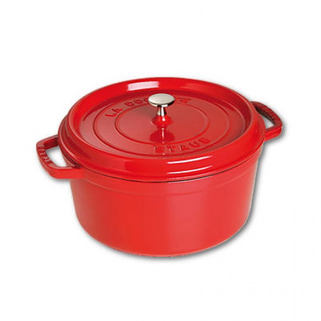 Cocotte ronde 24 cm en fonte émaillée rouge cerise - Vitamines - Staub