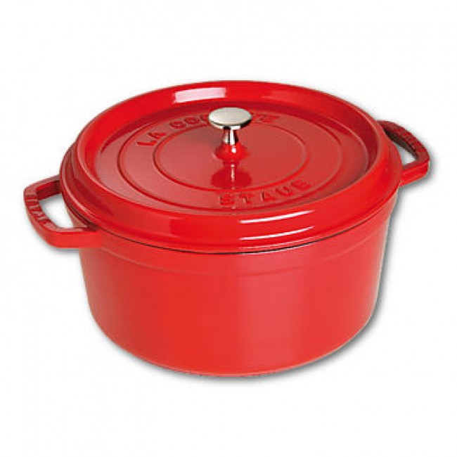 Cocotte ronde 30 cm en fonte émaillée rouge cerise - Vitamines - Staub