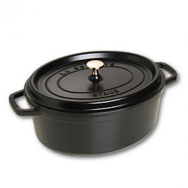 Cocotte ovale 31 cm en fonte émaillée noire - Fondamentales - Staub