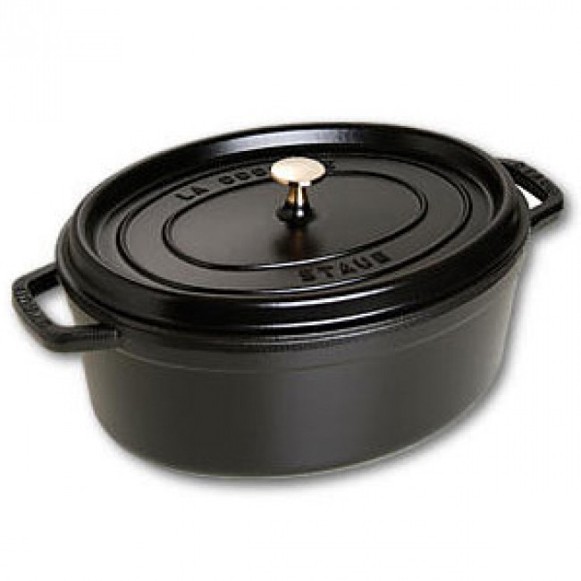 Cocotte ovale 33 cm en fonte émaillée noire - Fondamentales - Staub