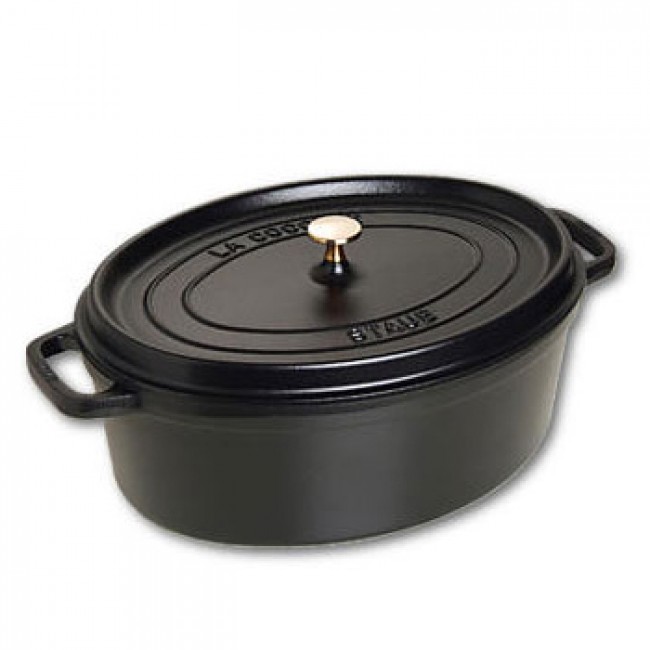 Cocotte ovale 37 cm en fonte émaillée noire - Fondamentales - Staub
