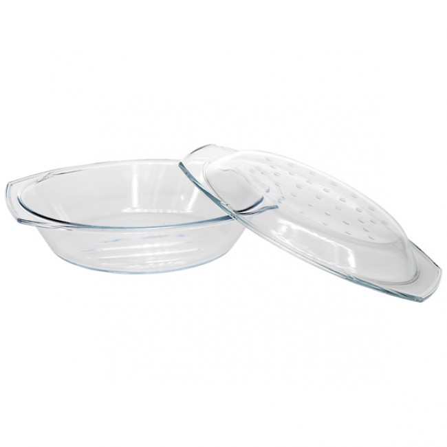  Cocotte Ovale Drop & Grill 2,9L en verre avec couvercle 19,5cm - 500° - Cosy & Trendy