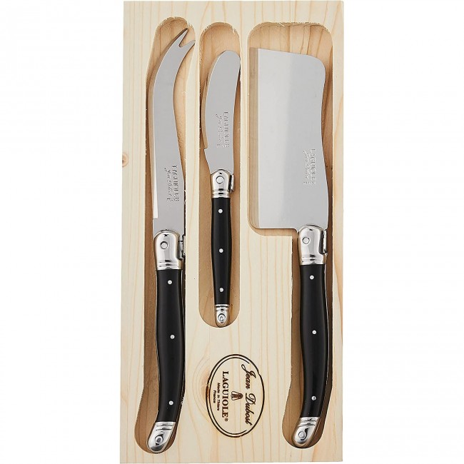 Ménagère 24 pièces noire en inox - Range couverts en bois - Laguiole - Jean Dubost