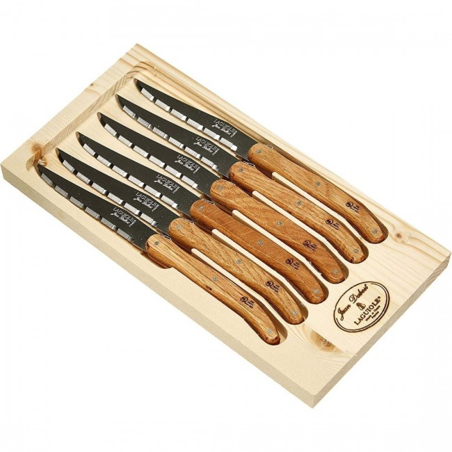 Ménagère 24 pièces noire en inox - Range couverts en bois - Laguiole - Jean Dubost
