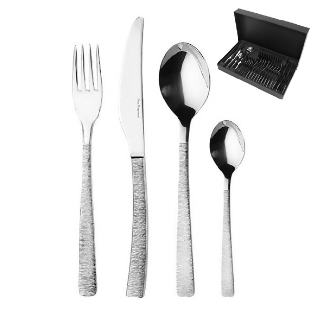 Coffret ménagère 24 pièces inox 18/10 - Astrée Ciselé - Guy Degrenne