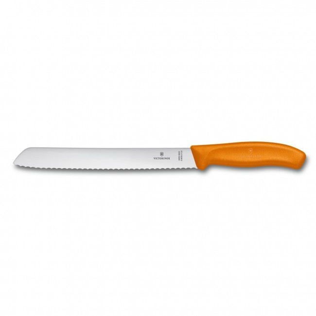 couteau a pain swissclassic - lame 21cm poignee synthetique orange - swissclassic - victorinox