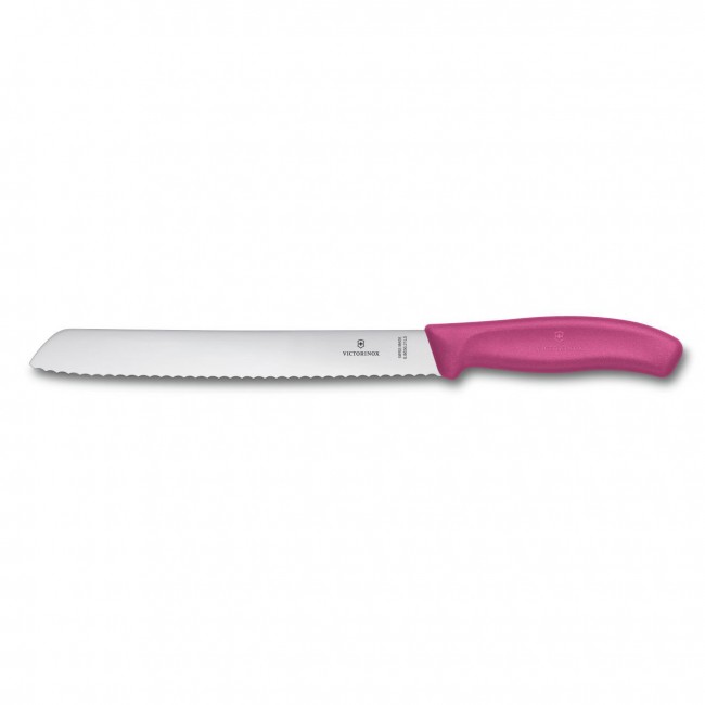 couteau a pain swissclassic - lame 21cm poignee synthétique rose - swissclassic - victorinox