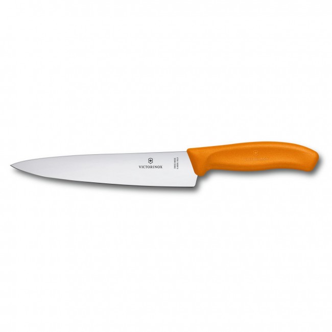couteau a trancher swissclassic - lame 19cm poignee synthetique orange - swissclassic - victorinox