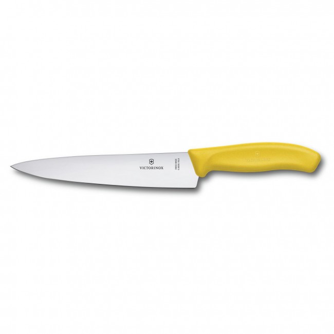 couteau a trancher swissclassic - lame 19cm poignee synthetique jaune - swissclassic - victorinox