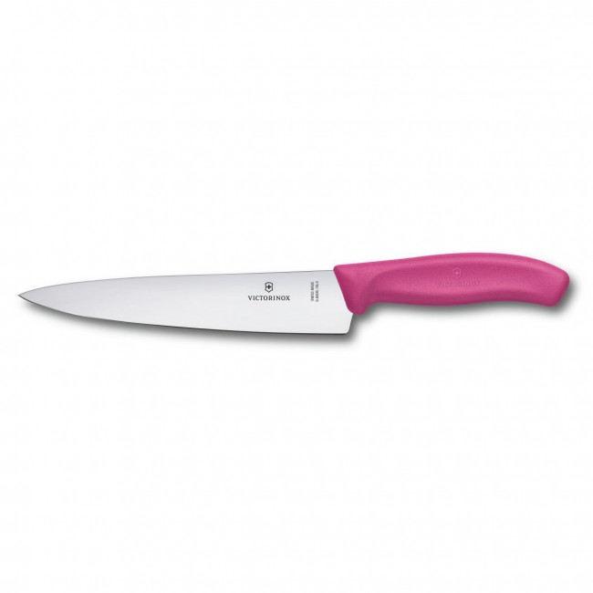 couteau a trancher swissclassic - lame 19cm poignee synthetique rose - swissclassic - victorinox