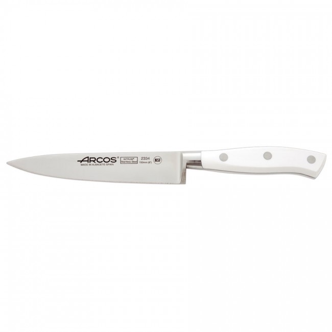 Couteau chef / Eminceur manche blanc - lame inox Nitrum 15cm - Riviera - Arcos