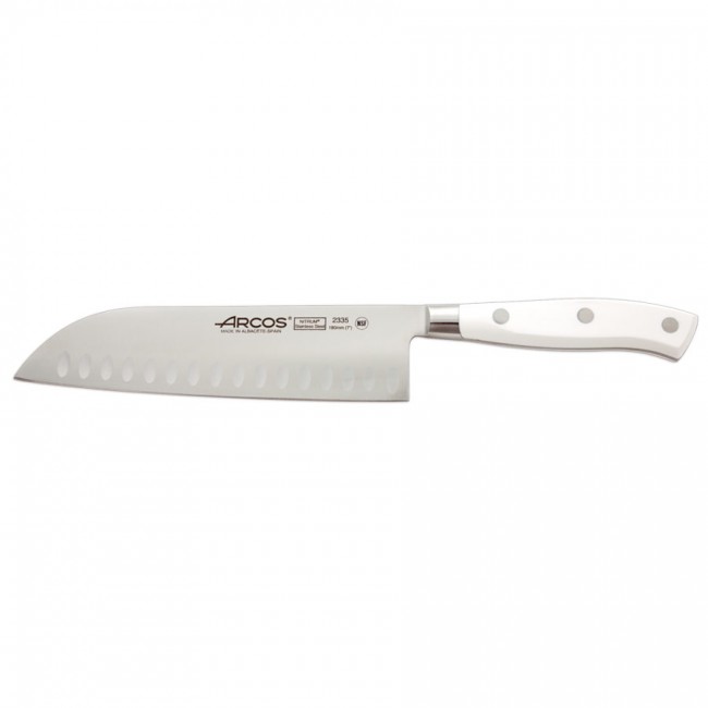 Couteau Santoku - lame inox Nitrum 18cm - manche blanc - Riviera - Arcos