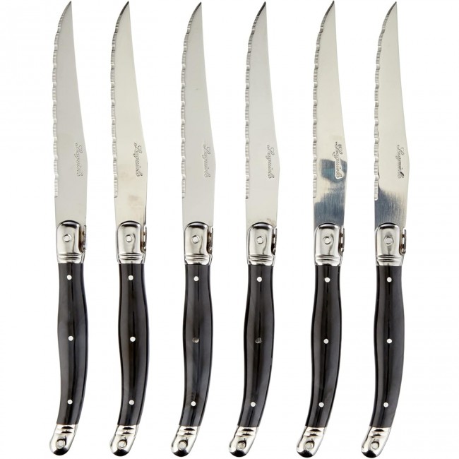 Ménagère 24 pièces noire en inox - Range couverts en bois - Laguiole - Jean Dubost