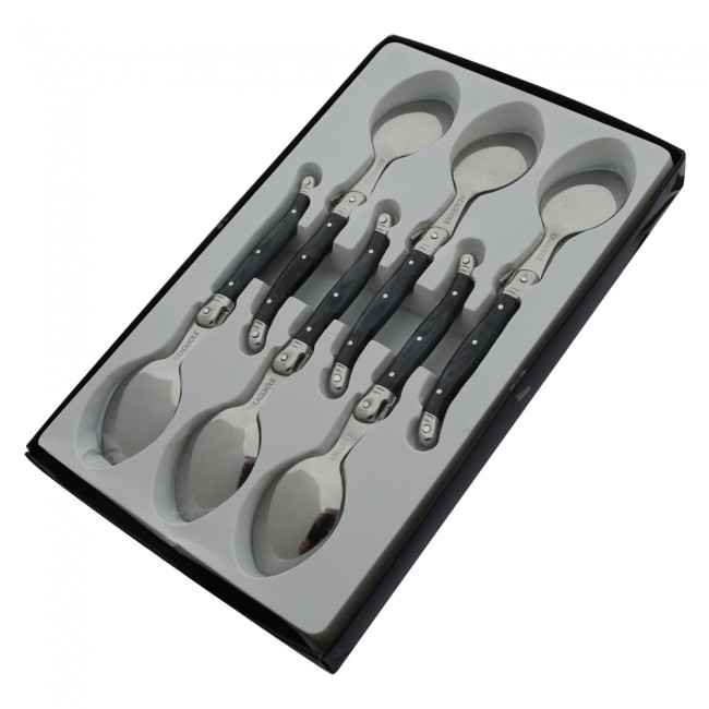 Ménagère 24 pièces noire en inox - Range couverts en bois - Laguiole - Jean Dubost