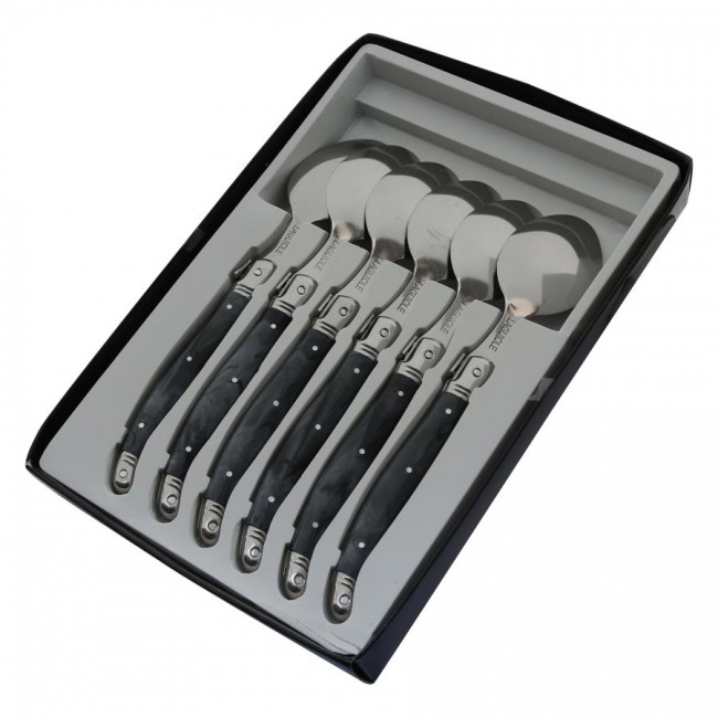 Ménagère 24 pièces noire en inox - Range couverts en bois - Laguiole - Jean Dubost