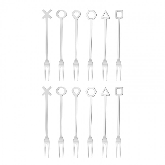 Fourchettes aperitives 12cm en inox - Coffret mise en bouche - Sambonet