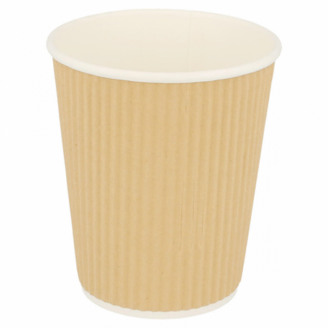 Gobelet double paroi ondulé 240 ml marron en carton boissons chaudes - Lot de 25 - Gobelet économiniques - AZ Boutique