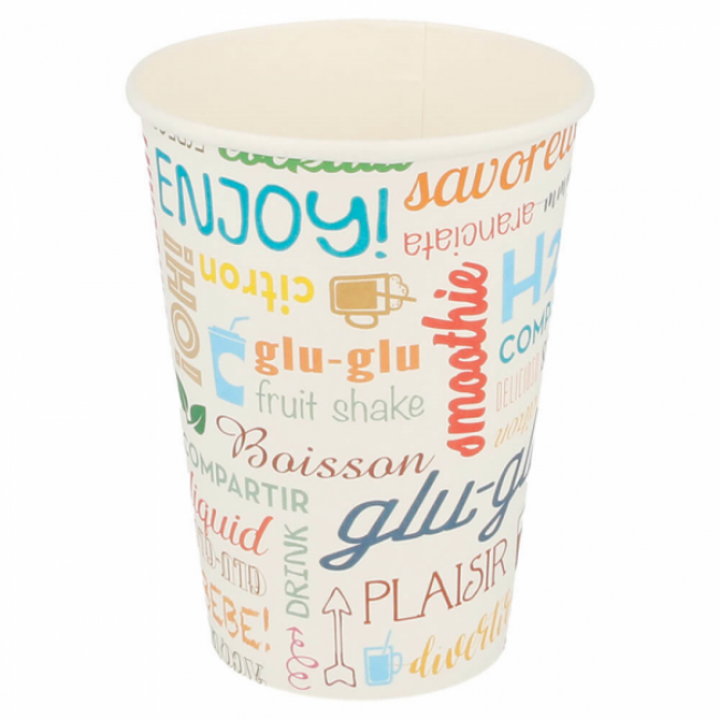 Gobelet 'parole' 1 paroi 270 ml carton blanc motif multicolore - Lot de 100 - Gobelet économiniques - AZ Boutique