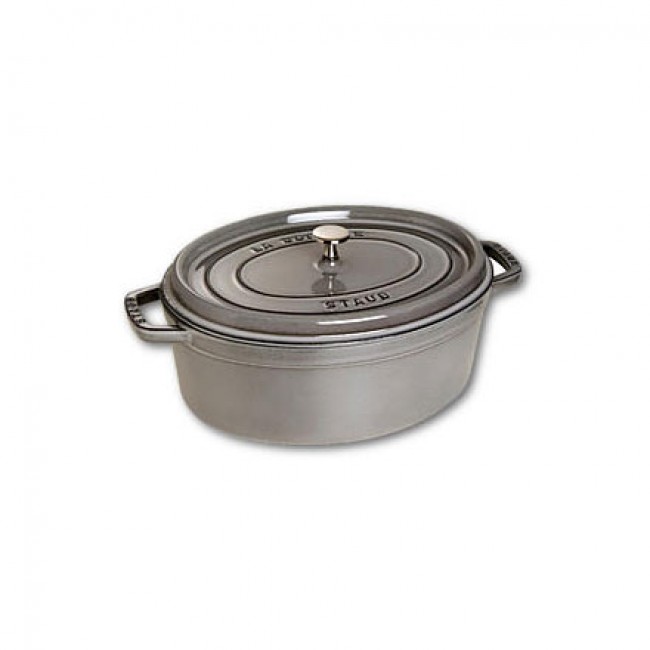 Cocotte ovale 33 cm en fonte émaillée gris graphite - Fondamentales - Staub