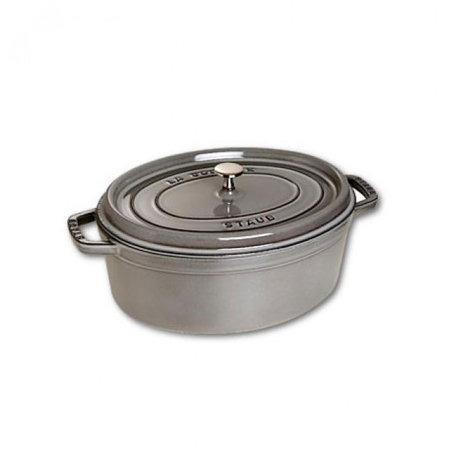 Cocotte ovale 37 cm en fonte émaillée gris graphite - Fondamentales - Staub