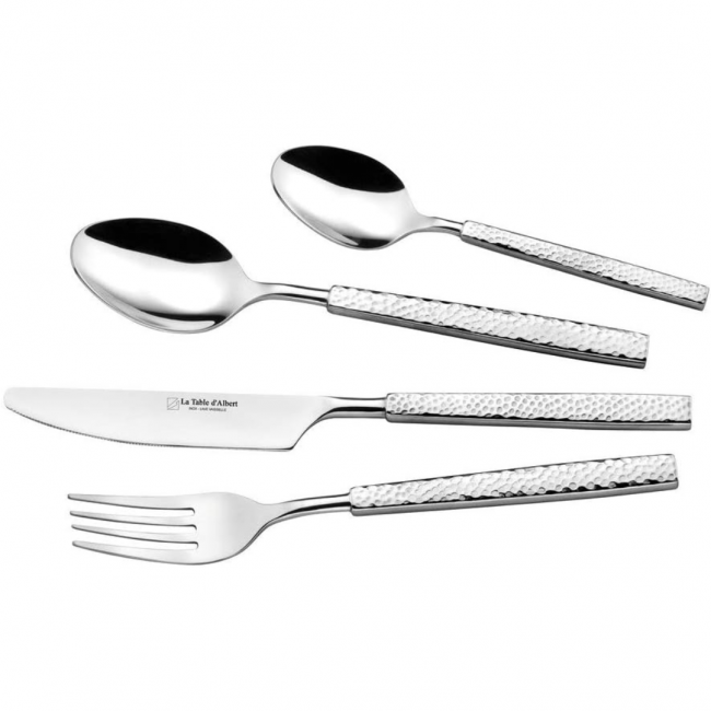 Ménagère 24 pièces noire en inox - Range couverts en bois - Laguiole - Jean Dubost