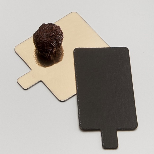 languette rectangle or et noire en carton pour pâtisserie - 5,5 x 9,5cm - carton a patisserie - az boutique