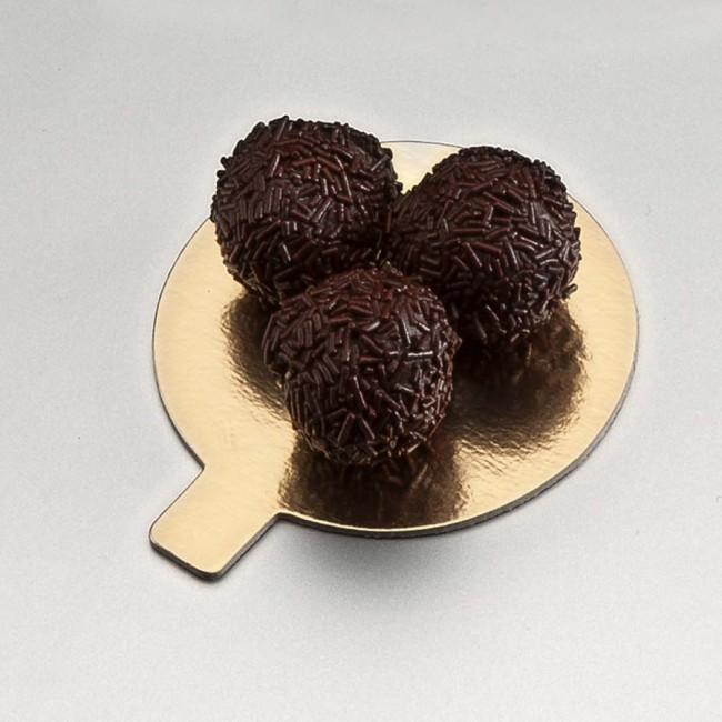 languette ronde or et noire en carton pour patisserie - 8cm - carton a patisserie - az boutique