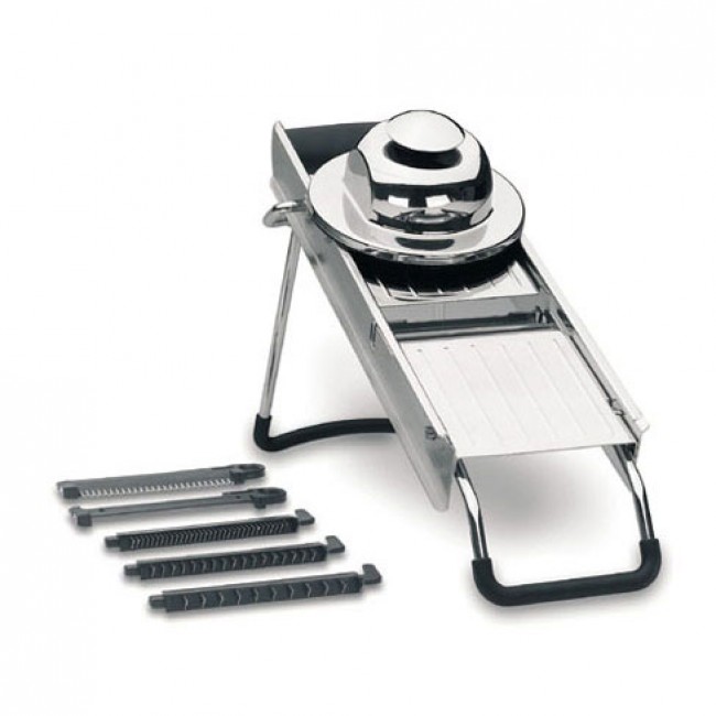 Mandoline inox luxe avec chariot protecteur - 5 lames 8 fonctions - Mandolines - Lacor