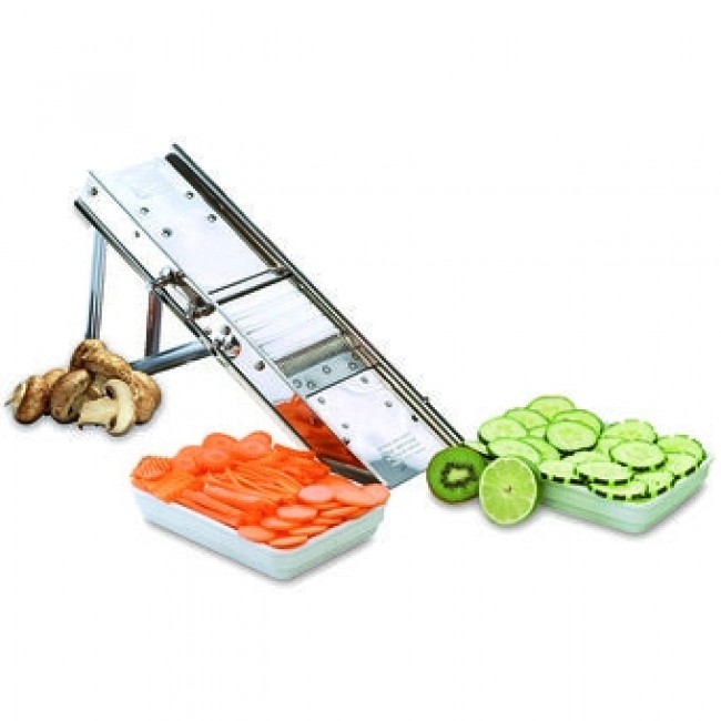 Mandoline inox professionnelle 38 lames sans chariot protecteur 42 x 15 x 4 cm - Mandolines - Bron Coucke
