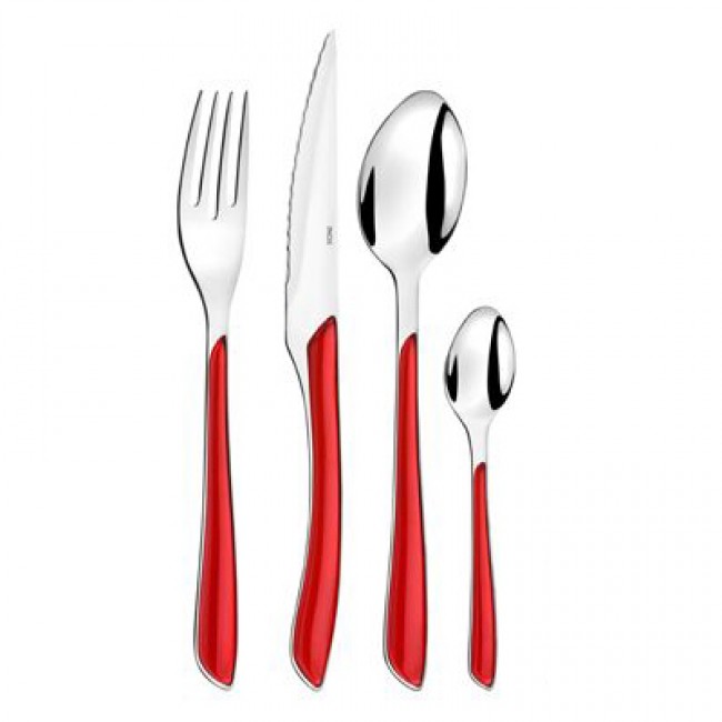 Ménagère 24 pièces rouge en inox 18/0 2mm - Eclat rouge - Amefa
