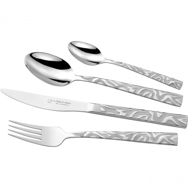 Ménagère 24 pièces noire en inox - Range couverts en bois - Laguiole - Jean Dubost