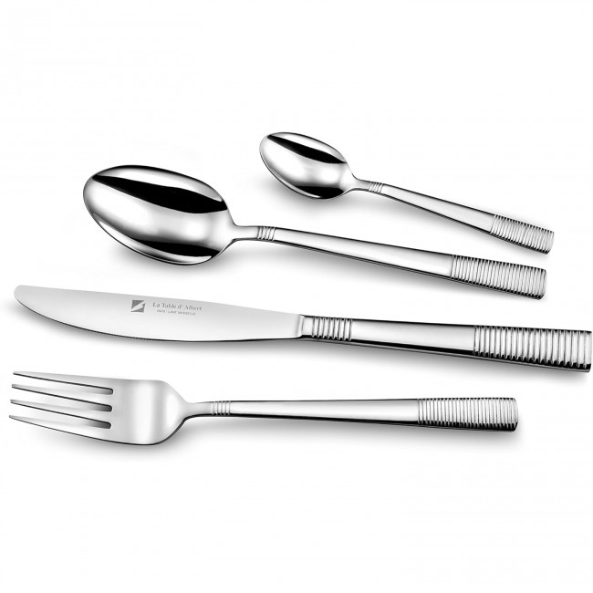 Ménagère 24 pièces noire en inox - Range couverts en bois - Laguiole - Jean Dubost