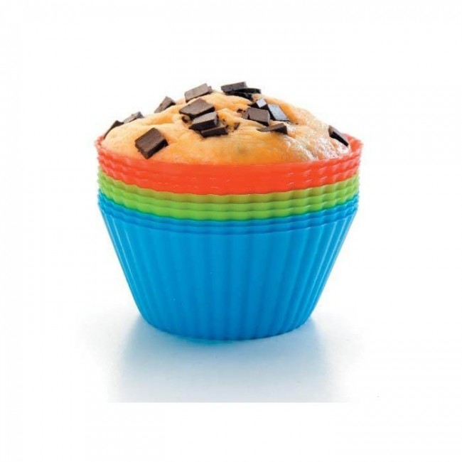 Moule à muffin coloré 7 x 5cm en silicone - Lot de 12 - Lacor