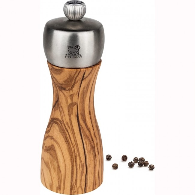 Moulin à poivre en bois d'olivier et inox 15cm - Fidji - Peugeot