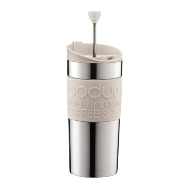 Mug à piston en inox double paroi 35cl blanc crème - Travel Press - Bodum